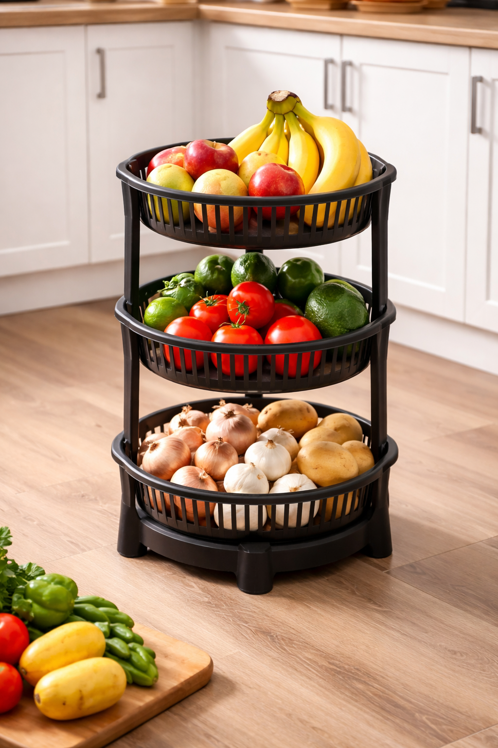 CESTO FRUTEIRA 3 AND OCTOGONAL MULTIUSO PRETO